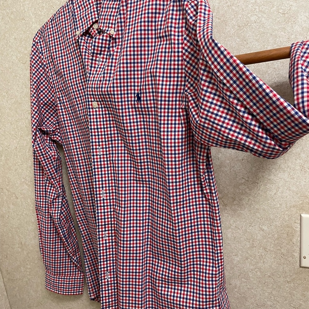 Ralph Lauren button up long sleeve red and blue plaid